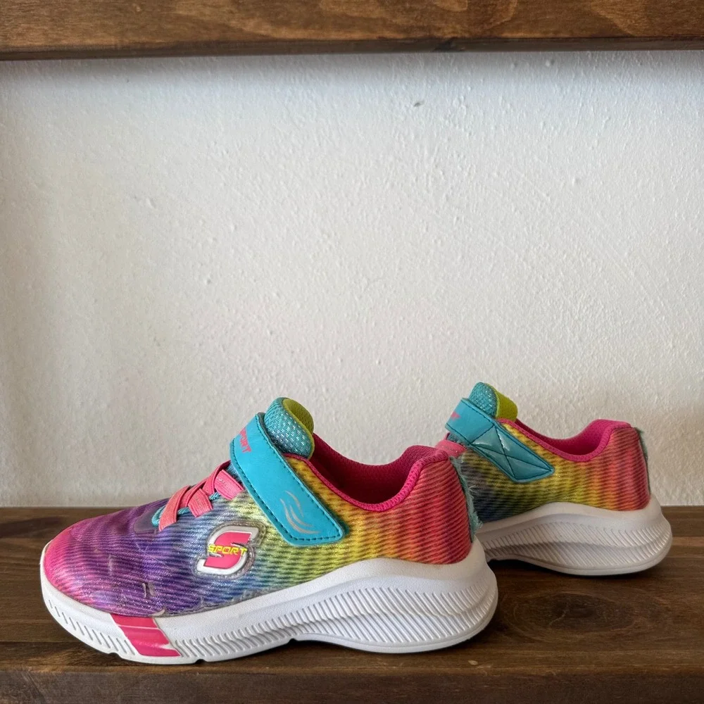 Lot of 2 Kids Sneakers Size 11 New Balance 530 & Skechers Sport Rainbow Shoes
